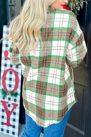 Plaid Button-Up Casual Shacket