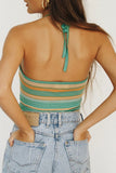 Striped Halter Neck Tank Top