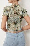 Artistic Print High Neck T-Shirt