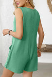Sleeveless Button-Up Ribbed Romper