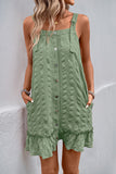 Button-Front Ruffled Casual Dress