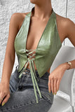 Lace-Up Halter Tank Top