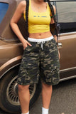 Camo Print Elastic Waist Casual Shorts