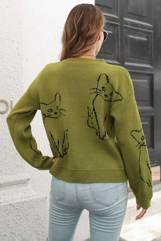 Cat-Patterned Sweater