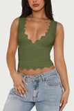 Scalloped Lace V-Neck Tank Top