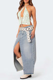 Halter Tie-Front Crochet Tank Top