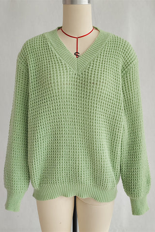 V-Neck Textured Knit Sweater