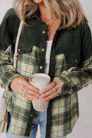 Plaid Corduroy Button-Up Shirt