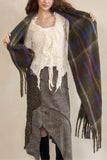 Plaid Fringed Scarf