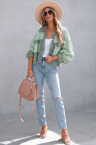 Textured Fringe Denim Jacket