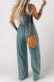 Smocked Floral Square Neck Jumpsuit