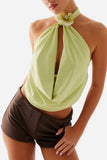 Knotted Halter Draped Tank Top