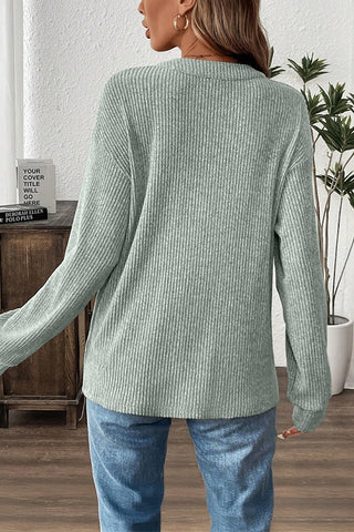 Ribbed Henley Sweater