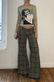 Plaid Wide-Leg Casual Pants
