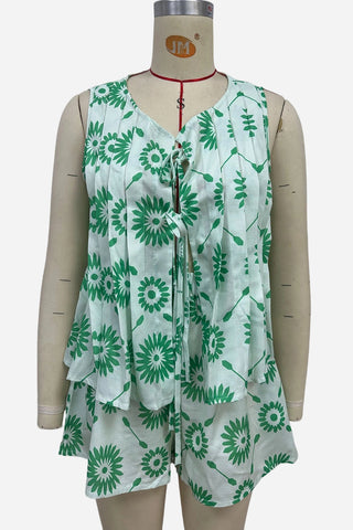 Tie-Front Ruffled Short Set