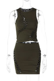 Intricate Cutout Skirt Set