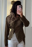 V-Neck Asymmetrical Hem Blouse