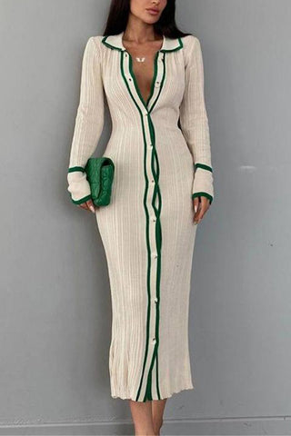 Button-Front Casual Midi Dress