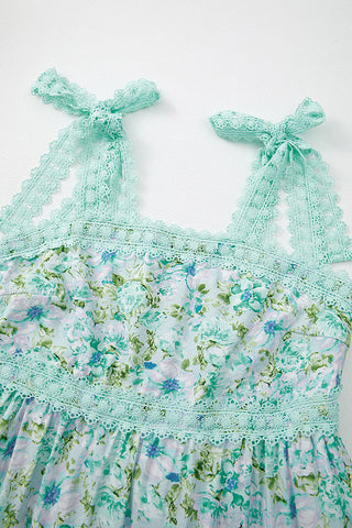 Floral Bow Strap Maxi Dress