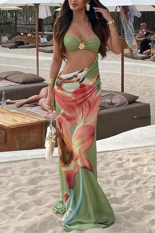 Floral Cut-Out Maxi Dress