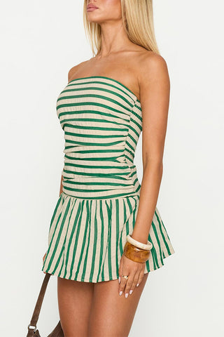 Strapless Striped Casual Dress