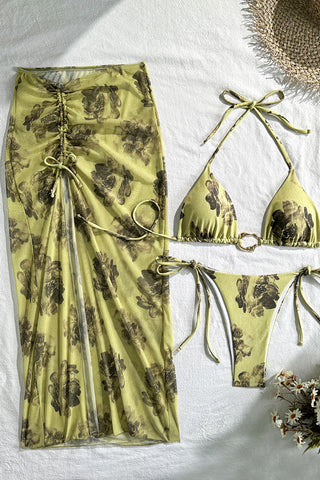 Floral Print Bikini Set with Cover-Up