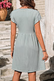 Button-Front Flutter Sleeve Dress