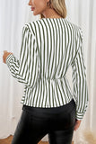 Striped Wrap-Front Blouse