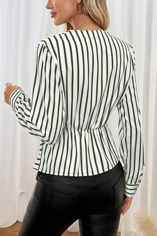 Striped Wrap-Front Blouse