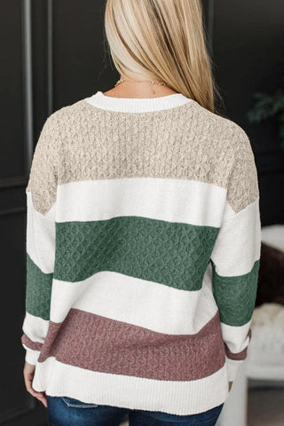 Striped Color Block Knit Sweater
