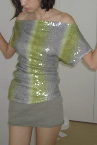 One-Shoulder Sequined T-Shirt