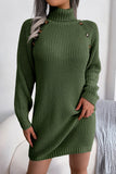Button-Accent Knit Sweater Dress