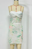 Strapless Floral Sequin Evening Dress