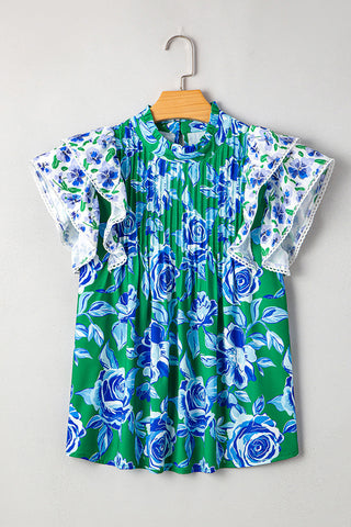Ruffle Sleeve Floral Blouse