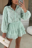 Lace Blouse & Shorts Set