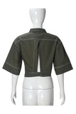Cropped Open Front Jacket with Buckle Detail