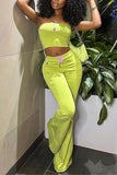 Strapless Top and Flared Pants Set