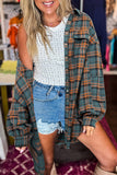 Plaid Long-Sleeve Distressed Shirt