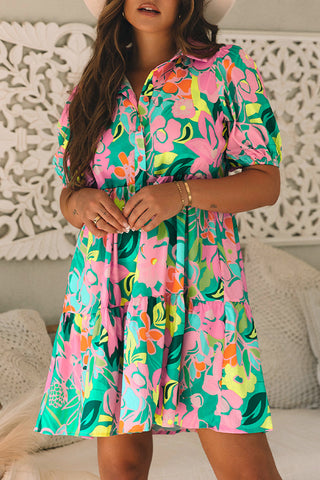 Vibrant Tiered Floral Mini Dress