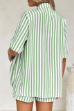 Striped Buttoned Short Set