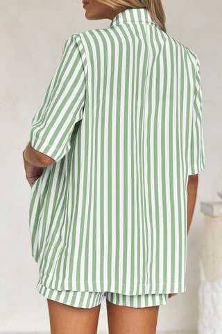 Striped Buttoned Short Set