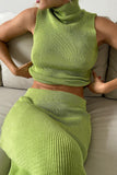 Chic Ribbed Knit Skirt Set