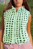 Zip-Front Checkered Vest