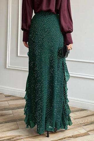 Ruffled Polka Dot Maxi Skirt