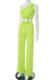 One-Shoulder Ring Detail Jumpsuit