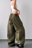 Wide-Leg Cargo Pants with Floral Detail
