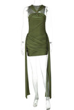 Ruched Mesh Evening Mini Dress