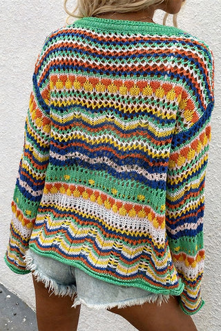 Vibrant Button-Down Knit Cardigan
