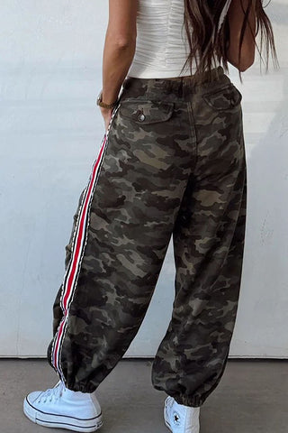 Drawstring Casual Camouflage Pants