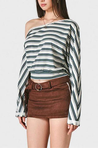 Off-Shoulder Striped Blouse